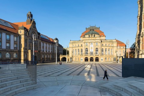 King Albert Museum and Opera House on Theatre Square Chemnitz, Saxony, Germany, Europe