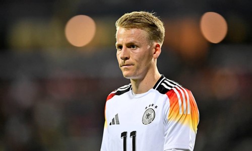 Chris Führich GER (11) portrait, Max Morlock Stadium, Nuremberg, Bavaria, Germany, Europe