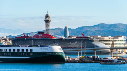 Cruise Ships and Cruise Ship Terminal in Barcelona, Spain, Europe