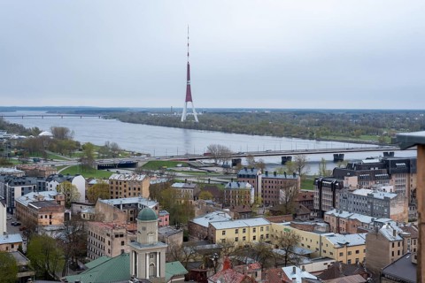 Television tower on the Daugava River, Riga, Latvia, Europe