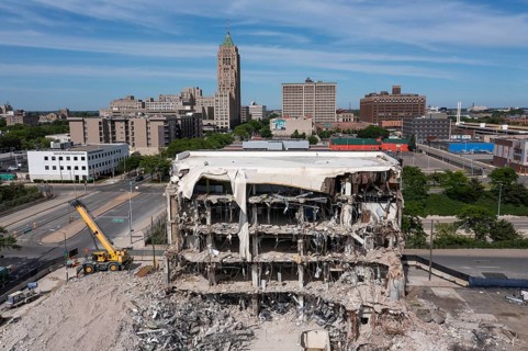 Detroit, Michigan, Demolition of the old headquarters of the Health Alliance Plan (HAP) insurance