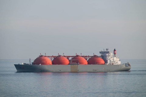 Liquefied natural gas is transported by LNG tanker Arctic Voyager, 290 metres long, 48 metres high,