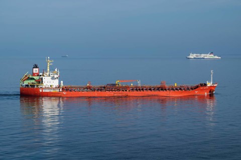 Chemical and oil tanker, 147m length, 24m height, flag Panama, Baltic Sea