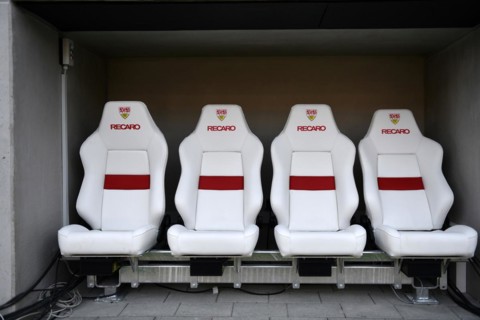 New Recaro seats, presenter's bench, MHPArena, MHP Arena Stuttgart, Baden-Württemberg, Germany,
