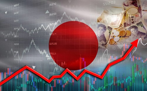 Japan economic growth on financial graph. Japan financial growth on market graph
