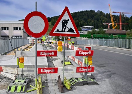 Roadworks with driving ban, Switzerland, Europe