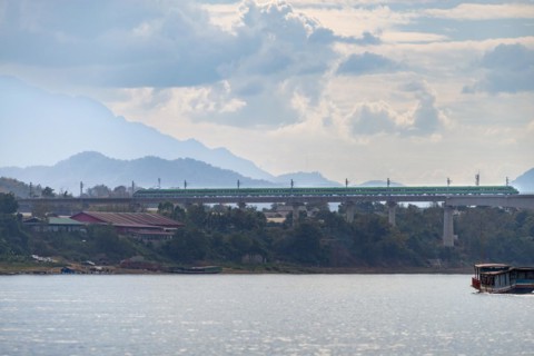 Bridge over the Mekong for the China-Laos railway, near Luang Prabang, Luang Prabang province,