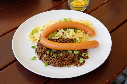 Swabian cuisine, traditional cuisine, home cooking, typical Swabian, hearty, lentils with spaetzle