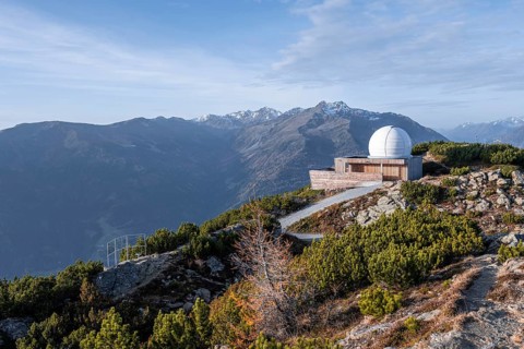 Venet Observatory, observatory on the Krahberg in the morning light, Ötztal Alps, Tyrol, Austria,