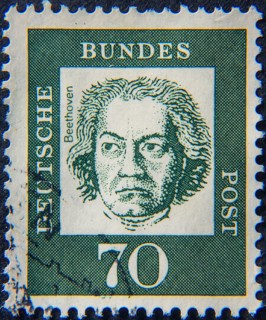 Ludvig van Beethoven, 1770, 1827, a German composer and pianist, portrait on a German stamp