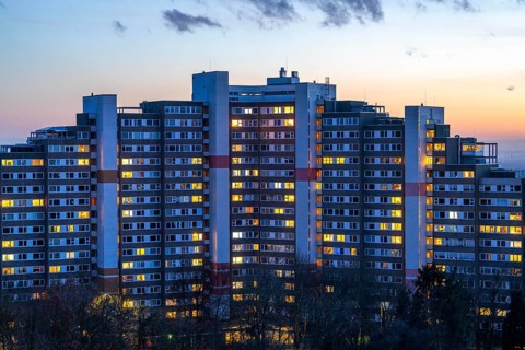 High-rise buildings in the Bensberg residential park, Bergisch-Gladbach, 18-storey housing estate