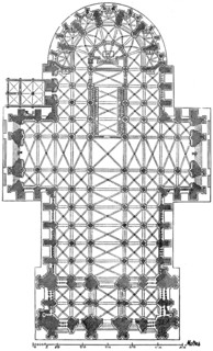 Floor plan of Kölln Cathedral, High Cathedral Church of St Peter, Cologne, scale, North