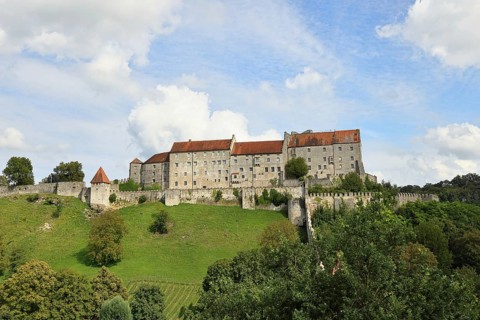 Burghausen, back view of the longest castle in Europe, district of Altötting, Upper Bavaria,