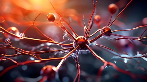 3d illustration of human neurons ans synapses of the nerve system, AI generated