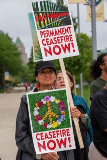 Detroit, Michigan USA, 15 July 2024, Interfaith leaders gathered at Wayne State University to rally