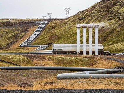 Hellisheidi geothermal power plant, pipelines, Iceland, Europe