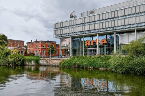 Headquarters of the Franco-German television channel Arte on the River Ill, Strasbourg, Département