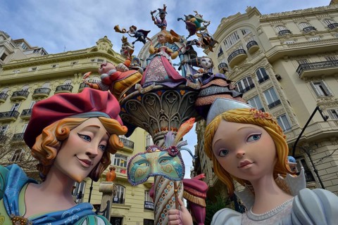 Falla figures at the Fallas festival, Valencia, Spain, Europe