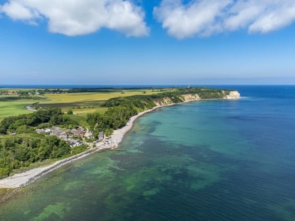 Aerial view of the fishing village of Vitt at Cape Arkona Putgarten, Rügen Island,