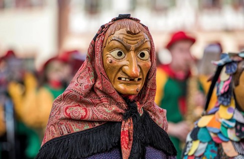 Witch on carnival procession, Big Fasendumzug, Gengenbach, Ortenaukreis, Alemannic Fasnacht,