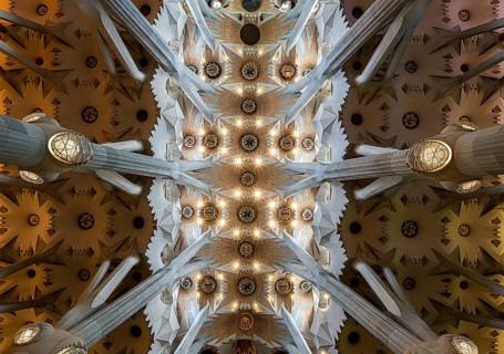 Interior of the Sagrada Família, Church of the Atonement of the Holy Family, architect Antoni