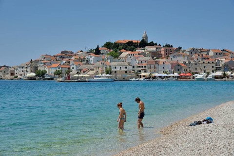 Beach, Adriatic Sea, Primosten, Sibenik-Knin County, Dalmatia, Croatia, Europe