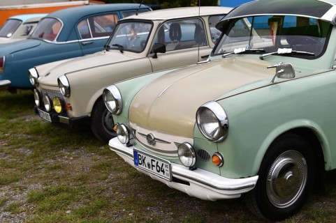 DDR vintage cars Trabant 601, P50 and Wolga GAZ-21 at a vintage car meeting in Benneckenstein in