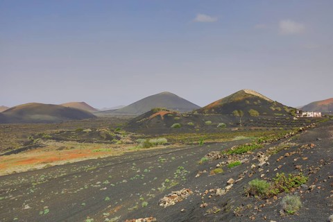 Volcanic landscape around La Geria, Lanzarote, Canary Islands, Spain, Europe