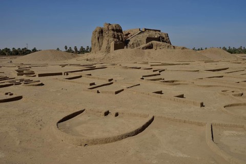 Deffufa, 19-meter-high brick building, ancient city of Kerma, Northern state, Nubia, Nile Valley,