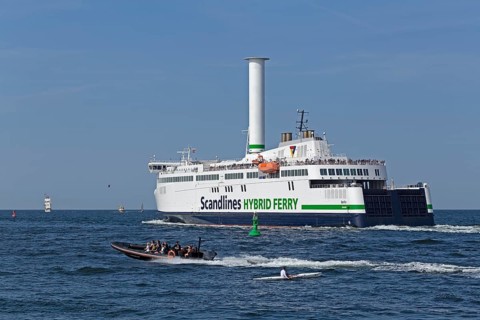 Scandlines Hybrid Ferry, Baltic Sea, Hanse Sail, Warnemünde, Rostock, Mecklenburg-Vorpommern,