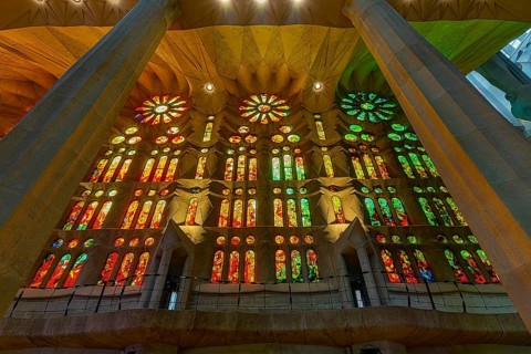 Interior of the Sagrada Família, Church of the Atonement of the Holy Family, architect Antoni