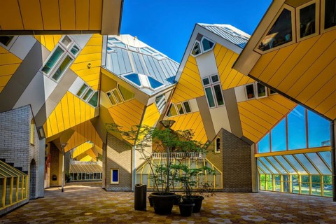 ROTTERDAM, NETHERLANDS, MAY 11, 2017: Cube houses innovative cube-shaped houses by architect Piet