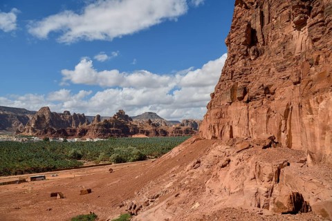 Rock of al-Khuraybah, Dadan or Dedan, near AlUla, Medina Province, Saudi Arabia, Arabian Peninsula,