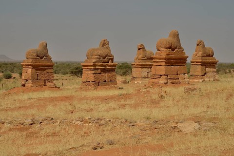 Ram sphinxes in front of the Temple of Amun of Naga, Nubia, Nahr an-Nil, Sudan, Africa