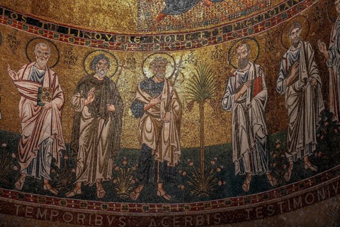 Ceiling mosaic over the left altar of the Cathedral of San Giusto, Trieste, Friuli Venezia Giulia