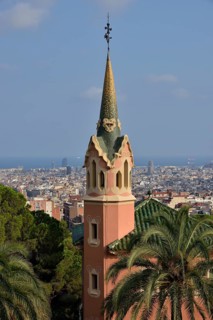 Building in Parc Güell, by architect Antoni Gaudí, UNESCO World Heritage Site, Barcelona,
