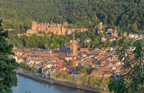 City panorama, Neckar, Old Bridge, Castle, Heidelberg, Baden-Württemberg, Germany, Europe