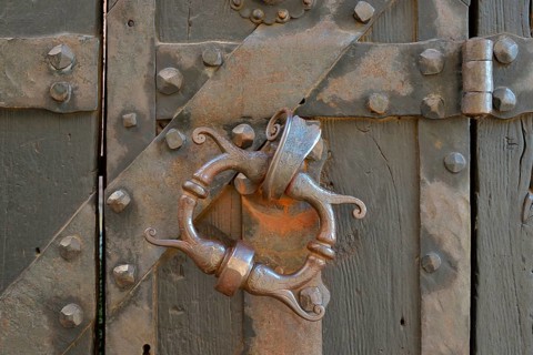 Entrance portal of Hohkönigsburg Castle or Château du Haut-Kœnigsbourg, Hohenstaufen Empire castle