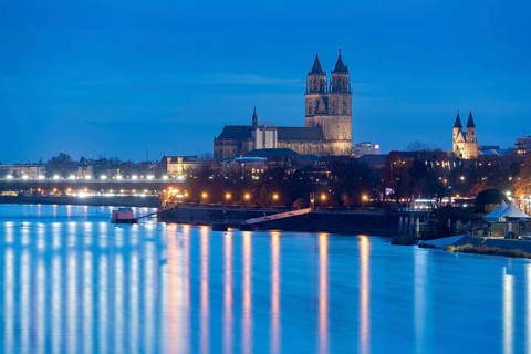 Cathedral of St Catherine and St Maurice, to the right of the monastery of Our Lady, Magdeburg,