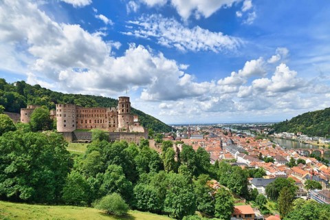 Heidelberg, Germany, July 2022: Historic Heidelberg castle and old city center, Europe