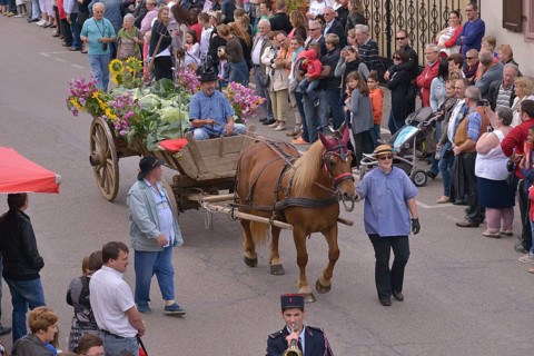 Traditional parade during the "Fête de la choucroute" Sauerkraut Festival, Krautergersheim,