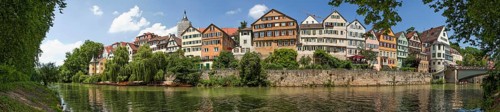 Tübingen on the banks of the Neckar Panorama Germany