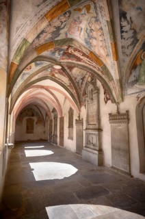Cloister with frescoes, Augustinian canons' monastery, Neustift monastery, also monastery, Vahrn