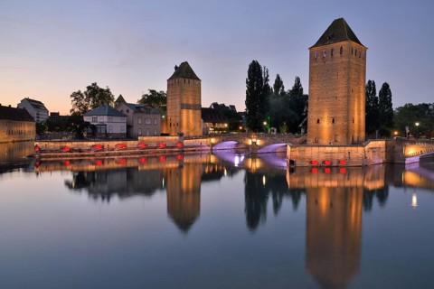 Ponts Couverts bridge with towers over the River Ill, UNESCO World Heritage Site, historic centre