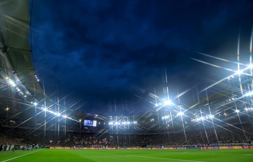 Overview, Cannstatter Kurve, fan block, VfB Stuttgart, atmospheric, Champions League, rain clouds,