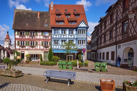 Old half-timbered houses in the old town centre of Gengenbach, Black Forest, Ortenaukreis,