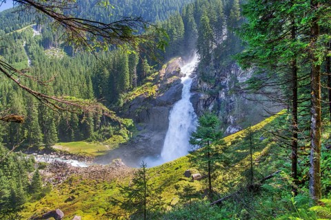 Krimml Waterfalls, the highest in Austria with a drop of 385 metres, Krimml, Krimml Achental, Hohe