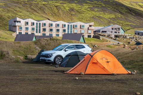 Lodge, holiday cabins and campsite, Hveradalir geothermal area, Kerlingarfjöll, Icelandic