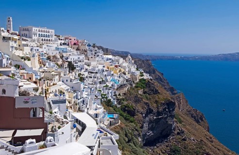 View over the island capital Firá, also known as Thira, Santorini, Cyclades, Greek island, Greece,