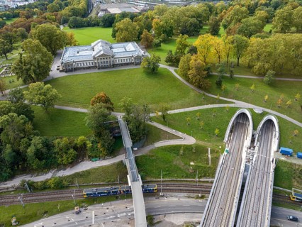 Deutsche Bahn AG's new Neckar Bridge, part of the Stuttgart 21 project. The tracks lead into the